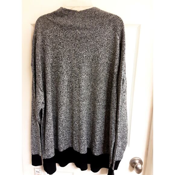 Karen Scott Sweater, Women's Plus Size 2X, seam front mock, black white NWT$49 - Picture 3 of 5